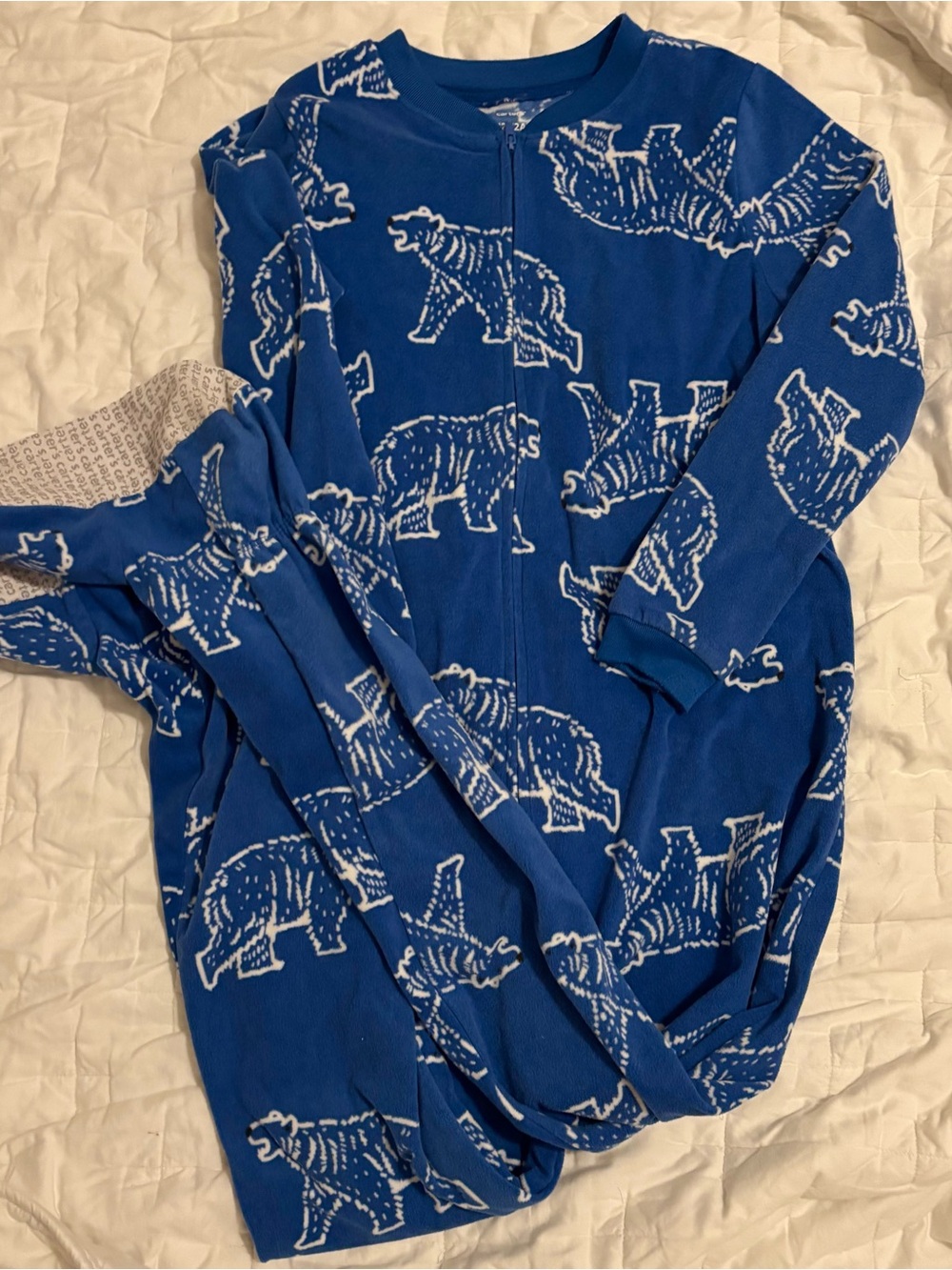 Carter's Blue Bear Print Zipper Footed Pajamas